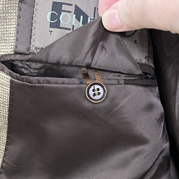 Enzo Tovare Italian Suit Jacket 44R (EU 54) Brown 4-Button Lined Blazer 90s Vtg - Picture 15 of 16